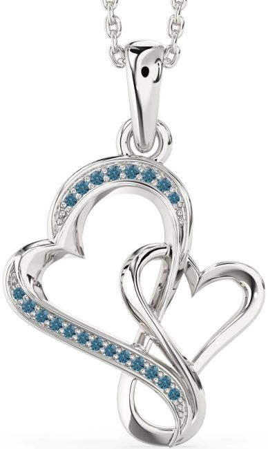 Blue Diamond Silver Heart Infinity Necklace