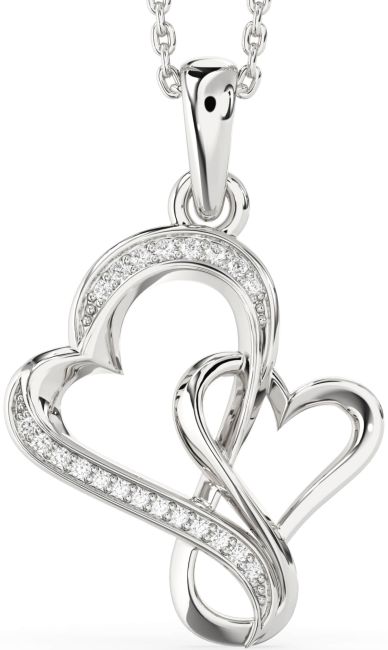 Diamond Silver Heart Infinity Necklace