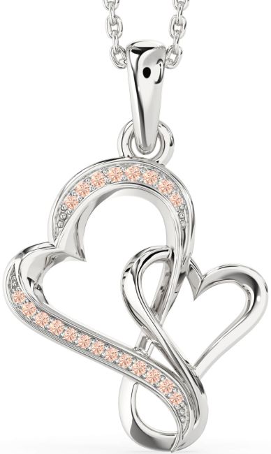 Morganite Silver Heart Infinity Necklace