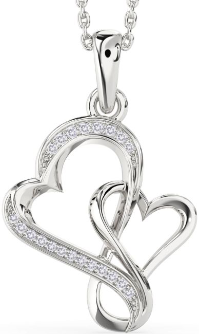 Salt & Pepper Diamond Silver Heart Infinity Necklace