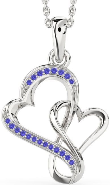 Tanzanite Silver Heart Infinity Necklace