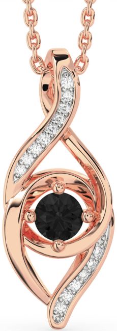 Black Diamond Rose Gold Silver Infinity Necklace