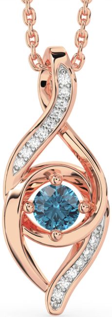 Blue Diamond Rose Gold Silver Infinity Necklace