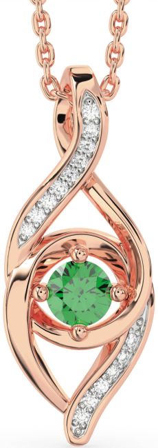 Diamond Emerald Rose Gold Silver Infinity Necklace