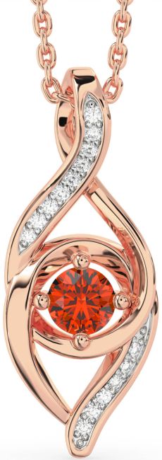 Diamond Fire Opal Rose Gold Silver Infinity Necklace