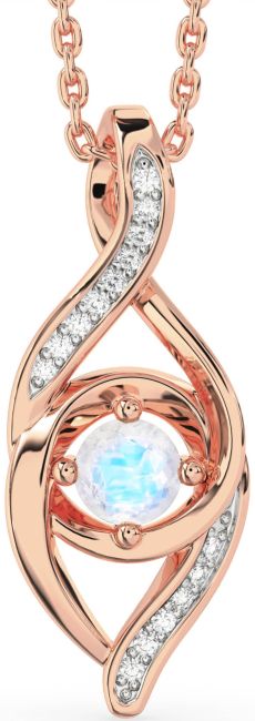 Diamond Moonstone Rose Gold Silver Infinity Necklace