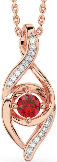 Diamond Ruby Rose Gold Infinity Necklace
