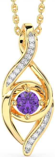 Diamond Amethyst Gold Silver Infinity Necklace