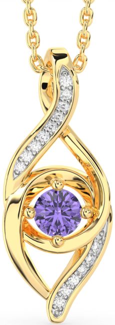 Diamond Alexandrite Gold Silver Infinity Necklace
