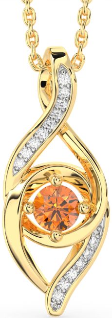 Diamond Citrine Gold Silver Infinity Necklace