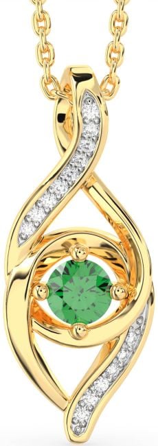 Diamond Emerald Gold Silver Infinity Necklace