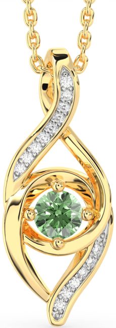 Green Diamond Gold Silver Infinity Necklace