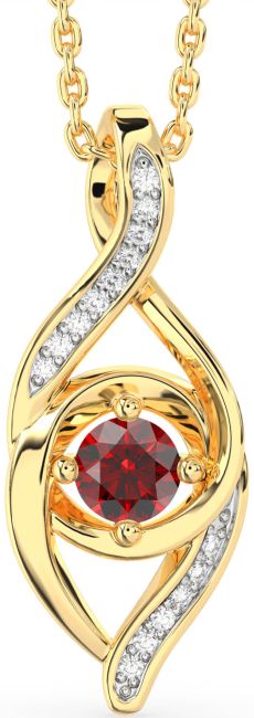 Diamond Garnet Gold Infinity Necklace