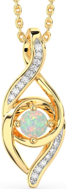 Diamond Opal Gold Infinity Necklace