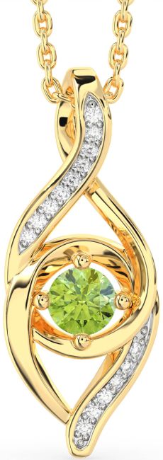 Diamond Peridot Gold Silver Infinity Necklace