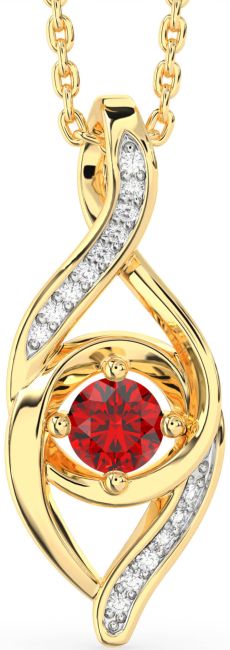 Diamond Ruby Gold Infinity Necklace