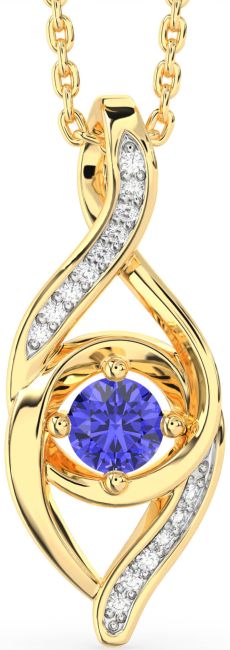 Diamond Tanzanite Gold Silver Infinity Necklace