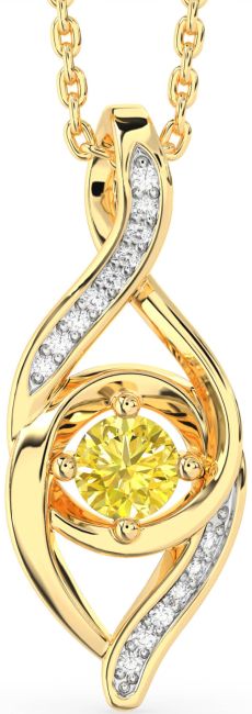 Yellow Diamond Gold Silver Infinity Necklace