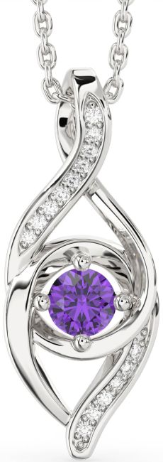 Diamond Amethyst Silver Infinity Necklace