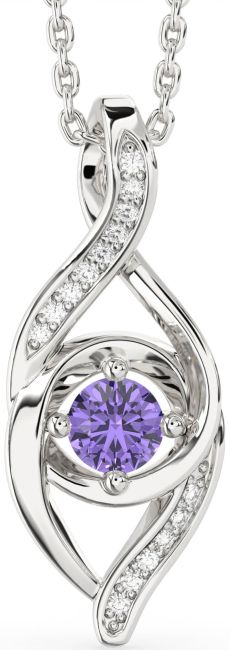 Diamond Alexandrite Silver Infinity Necklace
