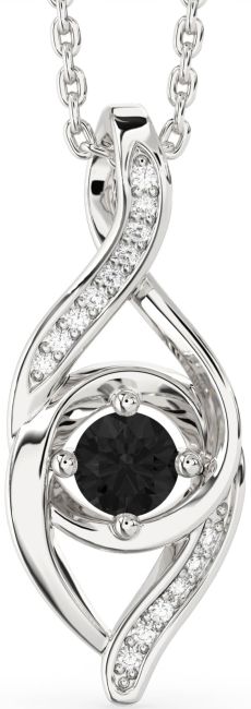 Black Diamond Silver Infinity Necklace