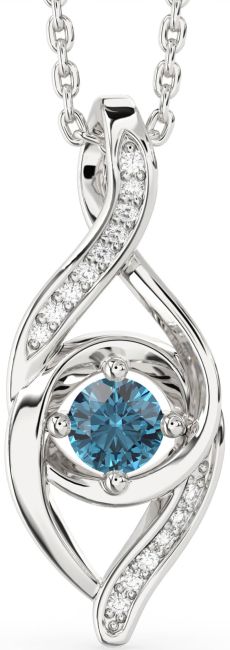 Blue Diamond Silver Infinity Necklace