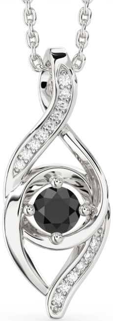 Diamond Black Onyx Silver Infinity Necklace