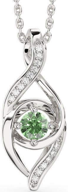 Green Diamond Silver Infinity Necklace
