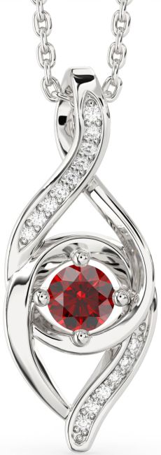Diamond Garnet Silver Infinity Necklace