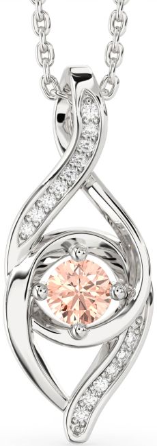 Diamond Morganite Silver Infinity Necklace