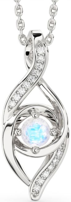 Diamond Moonstone Silver Infinity Necklace