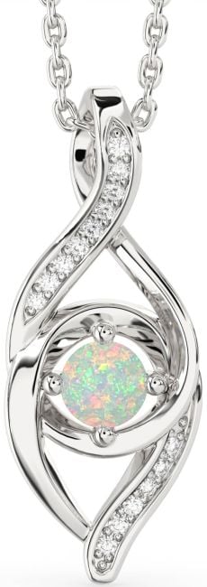 Diamond Opal Silver Infinity Necklace