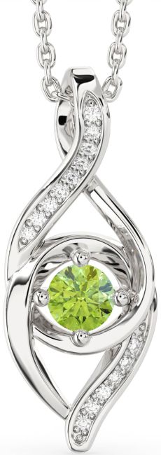 Diamond Peridot Silver Infinity Necklace