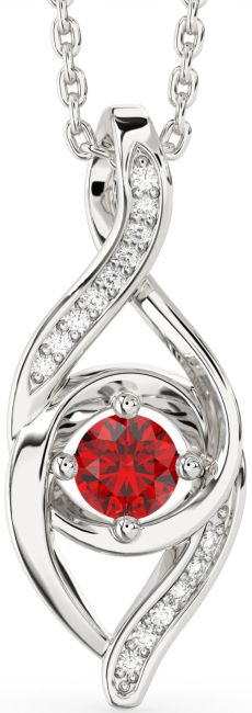 Diamond Ruby Silver Infinity Necklace