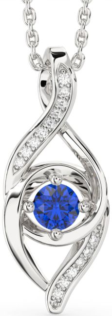 Diamond Blue Sapphire Silver Infinity Necklace