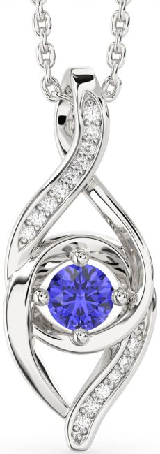 Diamond Tanzanite Silver Infinity Necklace