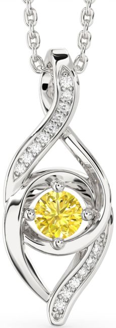 Yellow Diamond Silver Infinity Necklace