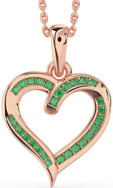 Emerald Rose Gold Heart Necklace