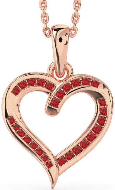 Ruby Rose Gold Silver Heart Necklace