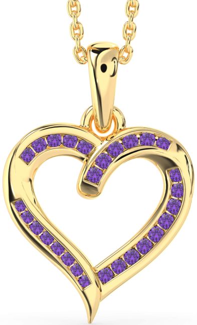 Amethyst Gold Heart Necklace