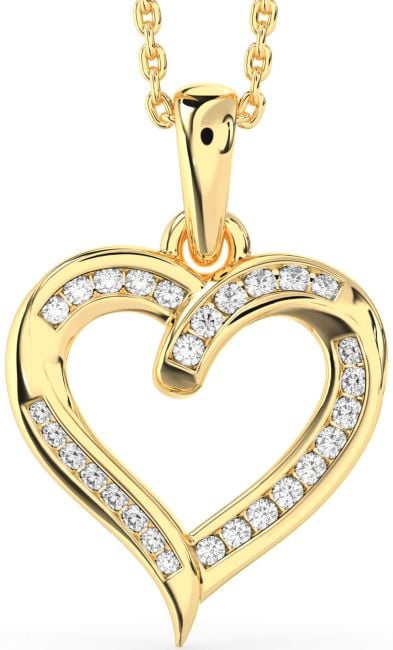 Lab Diamond Gold Heart Necklace
