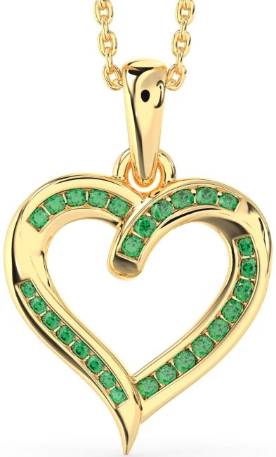 Emerald Gold Heart Necklace