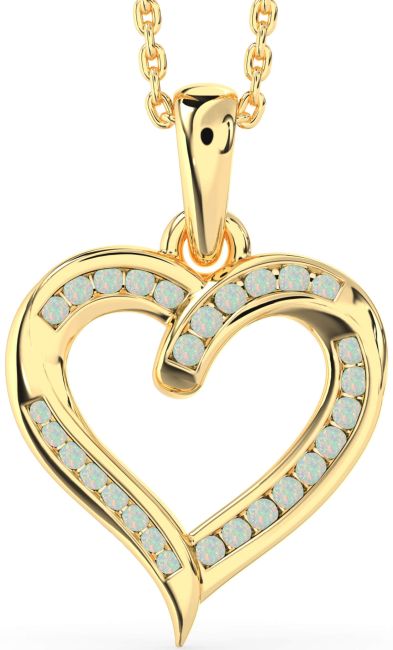 Opal Gold Heart Necklace
