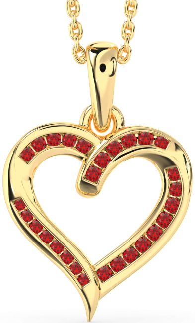 Ruby Gold Silver Heart Necklace