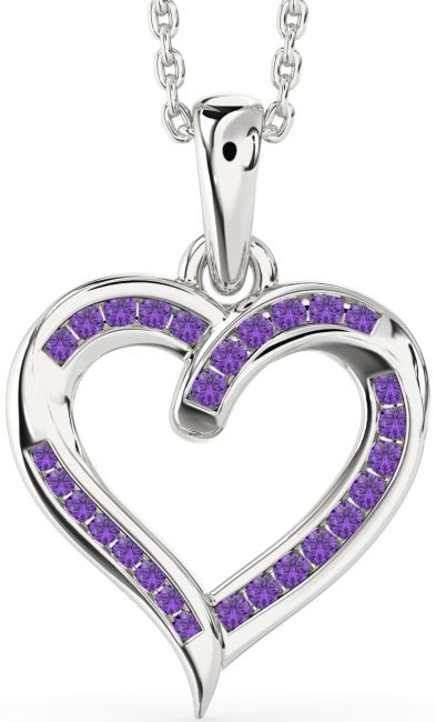 Amethyst Silver Heart Necklace