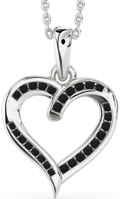 Black Diamond Silver Heart Necklace