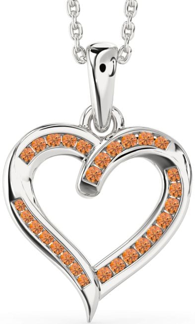 Citrine Silver Heart Necklace