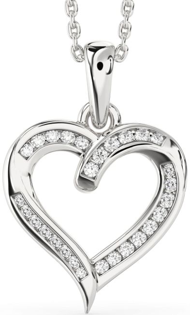 Lab Diamond Silver Heart Necklace