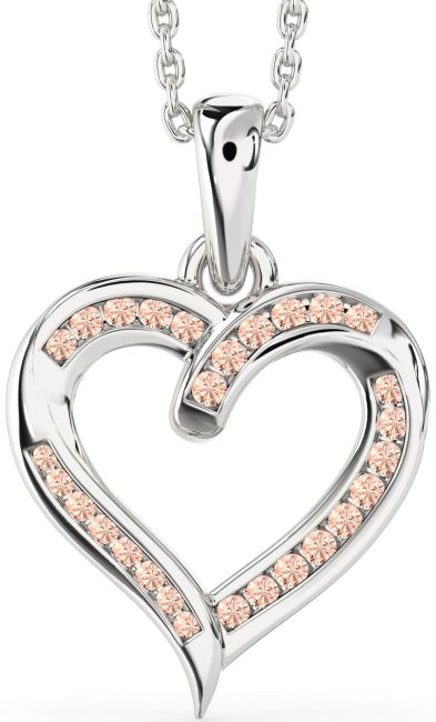 Morganite Silver Heart Necklace