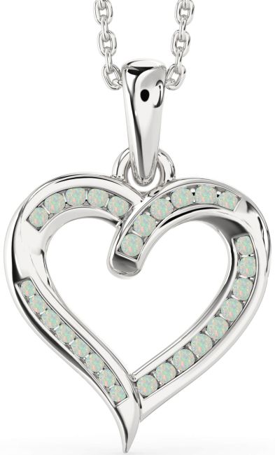 Opal Silver Heart Necklace